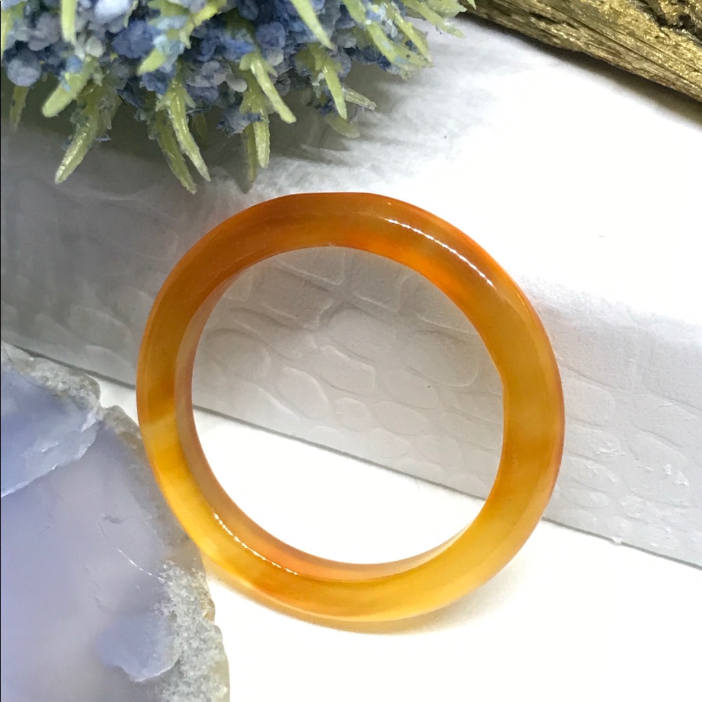 3/$25 9.5 Tangerine Carved Agate Solid Gem Ring
